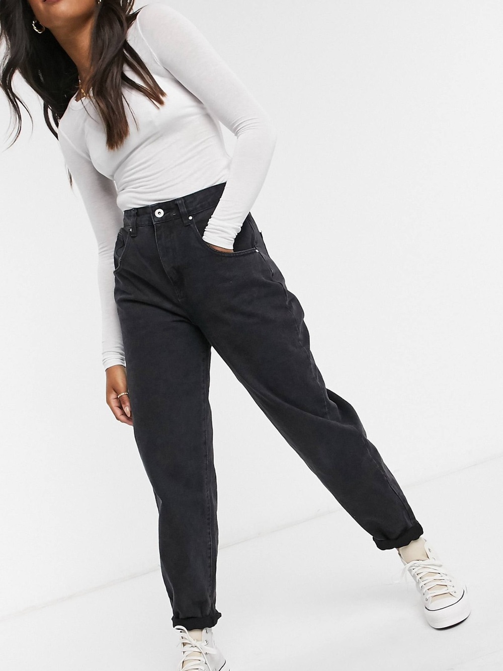 COTTON•ON SLOUCH MOM JEAN BARREL SUPER WASH BLACK size 4